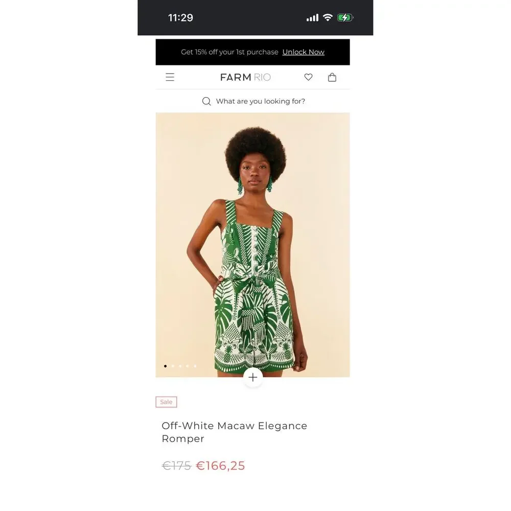 Farm Rio Macaw Elegance Tropical Romper Green Cream Sleeveless M (has call outs) - Picture 2 of 9